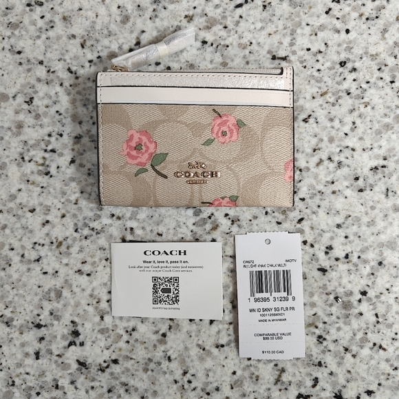 Coach Mini Skinny Id Case In Signature Canvas With Floral Print - Picture 4 of 7